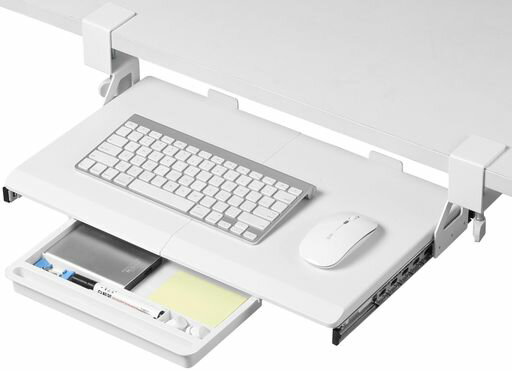 ETHU キーボードスライダー 後付け クランク式 天板2枚接ぎ 幅500*奥300mm スライ...