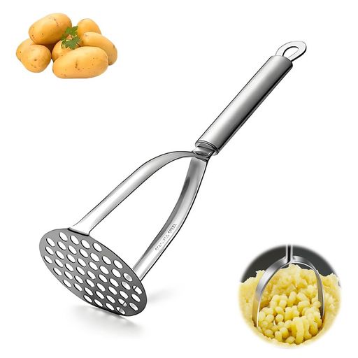 【プロフェッショナルグレードの耐久性】高品質な304ステンレス鋼で作られたこのポテトマッシャーは、何年もの重負荷使用に耐えることができます。シームレスな一体型構造により、弱い接合部がなく、硬い根菜をつぶしたり、肉を柔らかくしたりするのに最適です。 【8-IN-1 キッチンワークホース】ポテトマッシャーだけではありません!アボカドをつぶしてガカモレ、豆を潰してディップ、赤ちゃんの食べ物をピューレ状にする、肉を柔らかくする、チーズやトマト、さつまいも、野菜などをマッシュして理想的な食感を作り出すことができます。大きな穴が開いたヘッド(直径約10cm)は、大量の下ごしらえを簡単にこなします。 【エルゴノミックデザイン 手首への負担を軽減】このポテトマッシャーは、約27cmの長いハンドルにより、約2kgのジャガイモを30秒でつぶせる最適なレバレッジを提供します。耐久性に優れたスチール製アボカドつぶしツールで、真空エルゴノミックラウンドハンドルは錆びにくく、熱にも強いです。