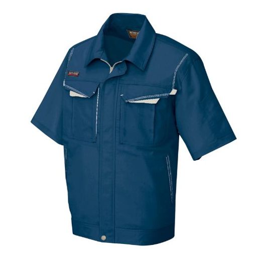 アイトス半袖ブルゾン(春夏用)AZ-5551188フォレストネイビーxシルバーグレーMサイズ