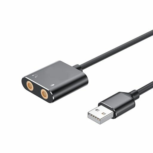 USBオーディオ変換アダプタ外付けサウンドカードデュアルTRS3極3.5mmイヤホン/マイクジャックPS4/PS5/P..