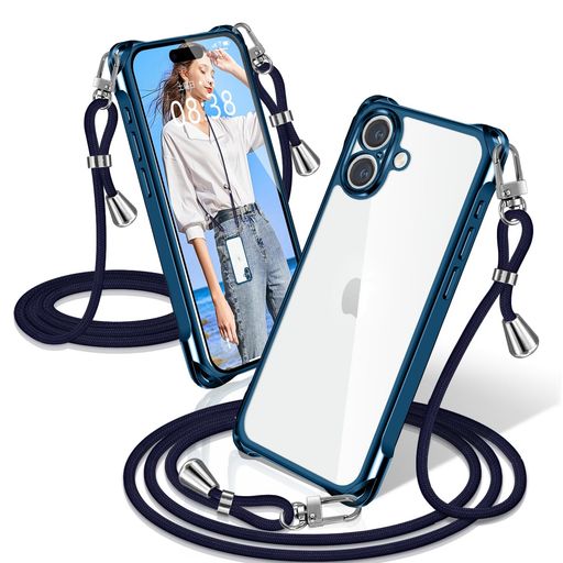樂天商城 - XIOYATY 用の iPhone 16 Plus ケース クリア ショルダー 耐衝撃 アイフォン16 Plus カバー 透明 クロスボディショルダー 電気メッキ加工 ファッション設計 長さ調整 TPUスマホ ポータブル 落下を防…