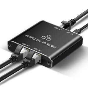 LANハブ1入力2出力LAN分配器RJ45高速1000Mbpsスイッチングハブ3ポートLANケーブル分岐二股Cat5/Cat5e/Cat6/Cat7/Cat8対応ネットワーク拡張有線LAN中継器2台同時使用LANケーブル付属