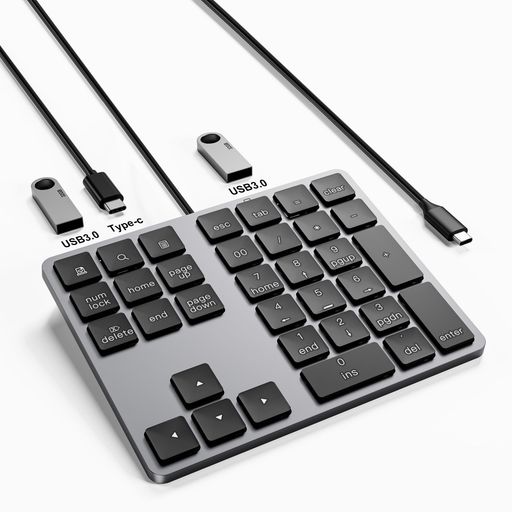 34キーのテンキー:使いこなせばスーパー仕事人になれますよ!このテンキーは大量の打字タスク向けに設計されています。これらの34のキーには、一般的に使用されるデジタル処理機能が含まれており、メインキーボードとコンピューターのテンキーの間で手の移動が必要ありません。このキーボードには、Esc、Back Space、Delete、Home、End、および四方向の矢印キーなどの重要なキーも組み込まれています, Excelの高速入力に超便利なTABキー+00キーも搭載しており、00キー入力も遅延なくスムーズです。 ()+= などの演算記号を組み合わせて数値演算をより便利にします. 簡単に接続できる USB C ポート: 34 キーのテンキーパッドには USB-C コネクタが搭載されており、ラップトップ、PC、デスクトップとのシームレスな接続が可能です。高速かつ快適なデータ入力をお楽しみください。