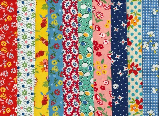 Cotton （Patterned Cloth） - 【New】柴田明美VazzHouse(ShibataAkemiHouse)サーティーズ風プリント生地10枚セット(1枚30cmX34cm)柴田明美セレクト