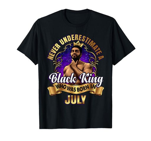 黒人男性プライドメラニンのためのブラックキング7月の誕生日プレゼントTシャツ
