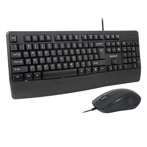 HUO JI キーボード マウスセット 有線 静音 メンブレン フルサイズ テンキー付き パームレスト付き エルゴノミクス 英語配列
