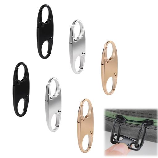 WAIRUIGOODジッパークリップ盗難防止6個セットブラックホワイトゴールドファスナー防犯バックパック用..