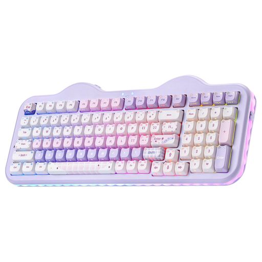 YUNZII C98 ワイヤレスメカニカルキーボード テンキー付き 透明Maoキャップ 98キー BT5.0/2.4GHz/USB-C ホットスワップ ガスケットマウント キーボード カスタムRGBバックライト搭載 可愛いケーキ W…