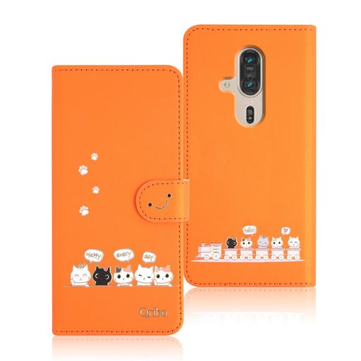 乐天商城 - Qribo らくらくスマートフォン F-53E ケース 手帳型 富士通 F53E カバー シンプルなのに可愛いデザイン エンボス加工猫柄 うれしい気持ち 5.4インチ対応 Docomo らくらくフォンF53E カバー F-53E ス…
