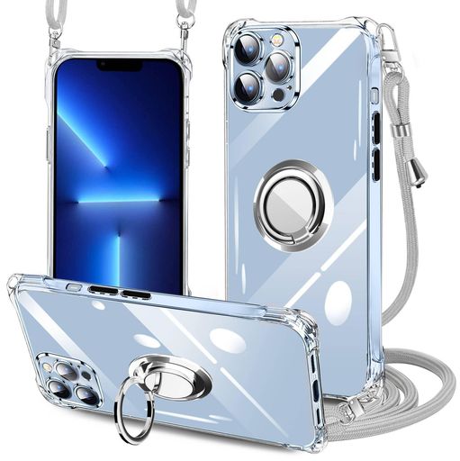 乐天商城 - PAILAIMEN iPhone 13 pro ケース クリア ネック リング付き ショルダー 耐衝撃 対応 アイフォン13pro スマホケース 肩掛け 斜めかけ 縄掛けケース 透明 TPU 携帯ケース 薄型 軽量 紐付き 斜めがけ 織…