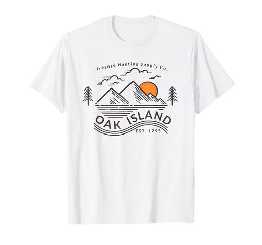 オークアイランドヴィンテージスカルテンプルトレジャーハンティングギフトTシャツ