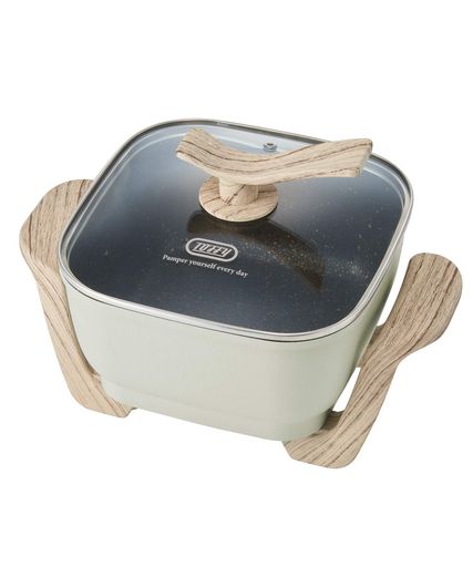 「煮る/焼く/蒸す/炒める/揚げる/炊く」の調理ができる1台6役の多機能電気鍋! 熱効率が良くお手入れが簡単な“ヒーター一体型構造”で、コンパクトなのに、約2.8Lの満足サイズを実現。 一人暮らしはもちろん、2~3人の家族の食事やパーティーでも大活躍! ヒーター一体型構造の鍋は、熱が全体に効率よくムラなく伝わり、短時間でおいしく仕上がります。保温から約230°Cまで無段階調節が可能。幅広いレシピが楽しめます。蒸しプレートと調理の様子が見えるガラス蓋が付属しています。 グリップ付ガラス蓋は立てかけておけるので便利! テーブル調理に最適!火を使わない手軽さが◎ 軽量&amp;コンパクトなので、持ち運びもラクラク。収納場所にも困りません。パーツが少なく、電源コードを外して鍋を洗うだけでお手入れ終了。 焦げ付きにくいふっ素加工だから、汚れを落としやすい!(※つけおき洗い不可) ■■Toffy_Classicシリーズ■■ ちょっぴりレトロで親しみのあるデザインが魅力。 シンプルで扱いやすいスペックと、ダスティカラーが人気のクラシックラインです。