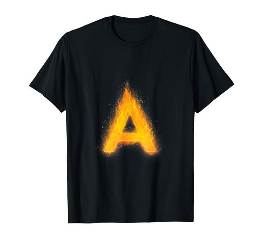 手紙Aサインアルファベット名字母音火炎プレゼントTシャツ