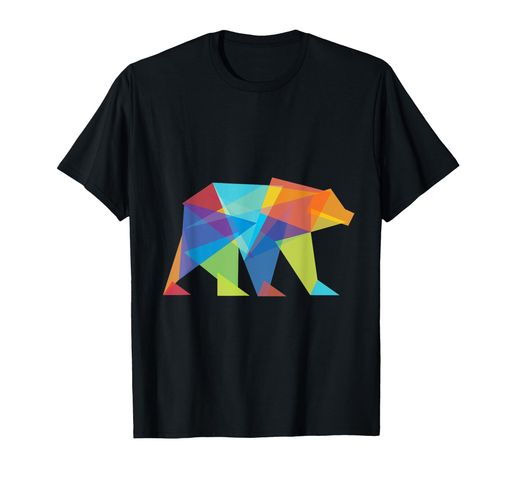 カラー幾何学的なクマのフラクタルパターンカワイイ抽象的なギフトTシャツ
