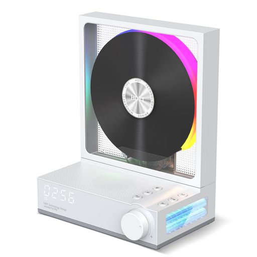 HOTT CD プレーヤー Bluetooth5.3 対応 デスクトップ ポータブル 4000mAh 充電式 RGB ライト付き ハイファイサウンド USB/TF カード再生 録音機能 タイマー機能 ホワイト