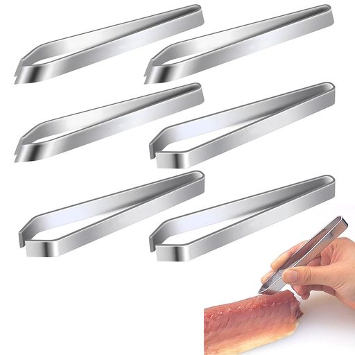 Coollooda 骨抜き 魚 魚ボーンピンセット ステンレス 6本セット 魚の骨取り ピンセット 毛抜き 調理器具 魚の骨を取り除き 便利な料理道具 キッチンツール 料亭 和食器 飲食店 食器 業務用 …
