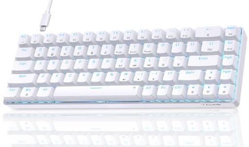 DIERYA DK68SE ゲーミングメカニカルキーボード 有線接続 65%配列 68キー 青軸 氷ブルーバックライト 全キー無衝突 英語配列 Windows/Mac対応