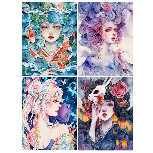JISHSHAY ダイヤモンドアート 4枚セット 30x40cm ダイヤモンドアート キット 初心...