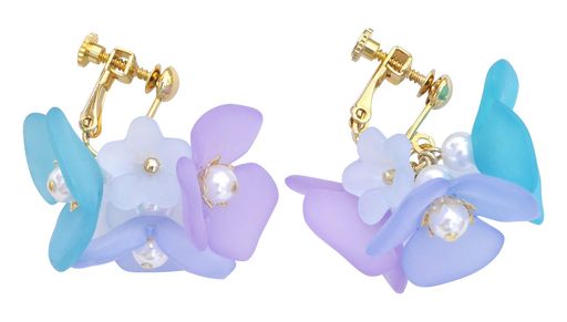 HOBBIXビーズキット京・ひらり花びら耳飾り紫陽花BK-109