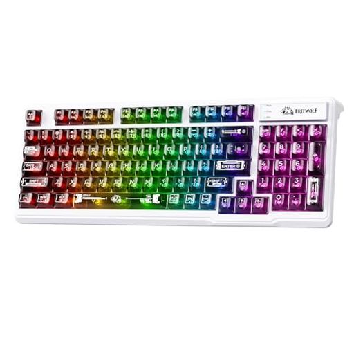 ZIYOU LANG X FREEWOIF M95 透明ゲーミングキーボード 有線USB-C 透明キーキャップ メンブレンキーボード 静音 95キー テンキー付き LEDライティン 26キーアンチゴースト 着脱式ケーブル 英語配列 …