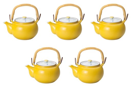 5個セット黄釉草花M4号土瓶[12.5x9.5cm(500cc)]|有田焼土瓶有田焼セトモノホンポ(Setomonohonpo)