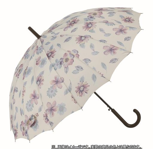 宮島長傘55cmワンタッチジャンプ16本骨ウォッシュフラワースカイ【27940】