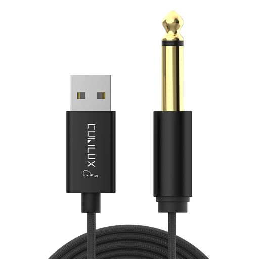 Cubilux USB ギターケーブル、楽器用USB A - 6.35mmオスTSモノライン入力コード、ベース、電子ピアノ、ドラム、ノートPC、パソコンに対応、2M