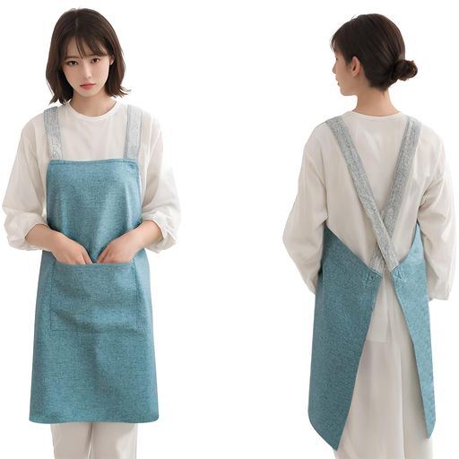 [Iwamatu] エプロン レディース おしゃれ シンプル 女性用 男性用 かぶるだけ 撥水 防水 人気 カフェエプロン スタッフ 無地 保育士 レストラン 美容師 お食事エステ 男女兼用 脱着簡単