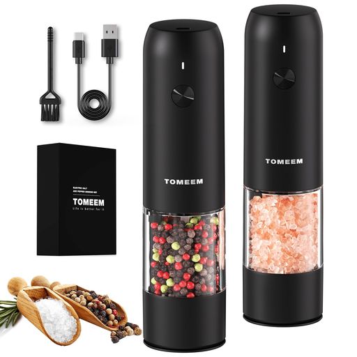 TOMEEM電動ミル電動ペッパーミルUSB充電式ソルト&ペッパー充電式ソルト・ペッパーミルセットソルトミル..