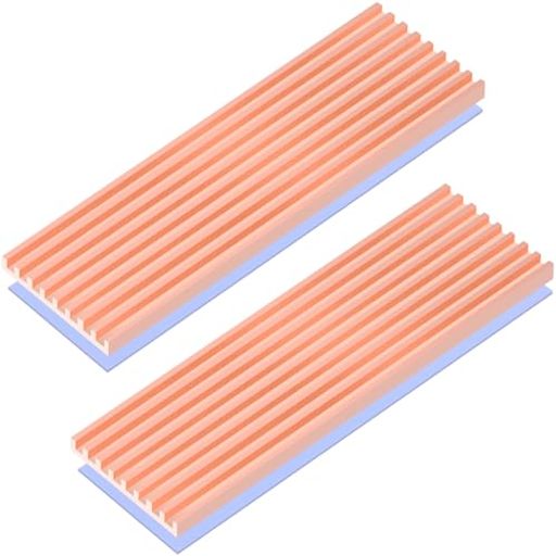 高互換性:当M.2 SSD ヒートシンクは2280 M.2 SSDと互換性があります。サイズ:70x21x1.5mm。厚みは1.5mmしかない薄型デザインなので、ノートパソコン、Mini PC、ゲーム機などにも干渉なく設置できます。 高品質の銅素材:純銅素材を採用し、アルミニウム製ものより銅製のほうが熱伝導率が高いです。また、銅 ヒートシンクの表面が溝構造に加工され、放熱面積がさらに増加します。 簡単に増設:ヒートシンクの固定ためには、シリコンバンドと耐高温テープを二種類ものを同梱します。M.2 SSDとヒートシンクの間に、サーマルパッドを挟んで、シリコンバンドや耐高温テープで固定すれば完成です。 サーマルパッド付属:接触面の熱伝導を最大化するために、M.2 SSDとM.2 ヒートシンクの間に置かれ、低粘性、高熱伝導率のサーマルパッドを同梱します。スペースにより、0.5mmと1mm厚みものをご選択いただけます。 5°C-20°Cの冷却効果:わずか1.5mmの薄型設計なので、ほとんどのパソコンにも干渉なく設置できます。