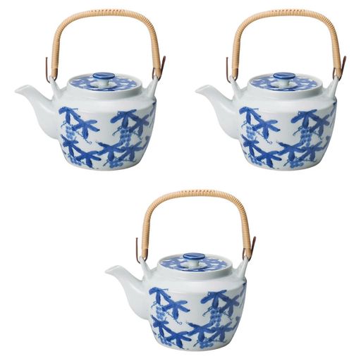 3個セットぶどうM6号土瓶[14x12cm1000cc]|有田焼土瓶有田焼セトモノホンポ(Setomonohonpo)