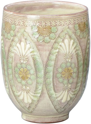 京焼清水焼陶楽窯湯呑小紫翠紋楕円UTD929-02