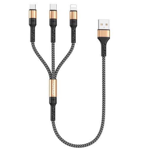 RAVIAD 3in1 充電ケーブル 短い 0.5M USB ケーブル 3A 急速充電 3イン1 充電コード USB Type C ケーブル Micro USB ケーブル Phone 充電ケーブル 3台同時給電可能 Phone Android タイプC