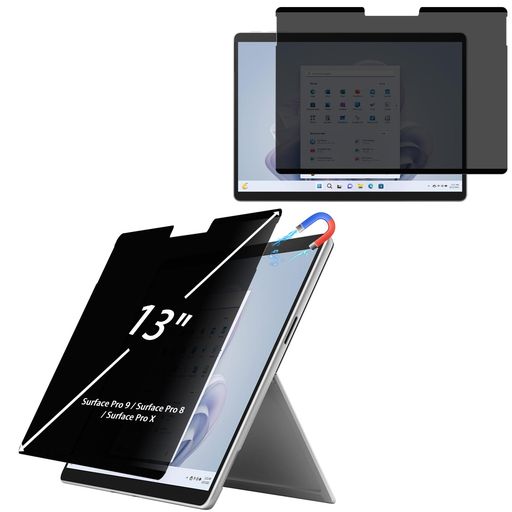 [対応機種] Surface Pro 11 2024/Surface Pro 10 2024/Surface Pro 9/Surface Pro 8/Surface Pro X 13インチと互換性があります。ご購入前にモデルをご確認ください。 [覗き見防止] ブラインドの光学原理を応用したプライバシーフィルターは、可視視野角は64度で、左右方向からのぞき見を効果的に防止できます。画面の前にいる人だけが画面を見ることができるため、公共の場での個人情報やプライバシーの漏洩を効果的に防ぎます。 [着脱式マグネット吸着] プライバシーフィルターは、着脱可能なマグネット式取り付け方式を採用しており、取り付け・取り外しが簡単です。他の粘着式保護フィルムと比較して、よりフィット感が高く、浮きにくく、安定性に優れています。必要に応じていつでも簡単に取り外し、再装着でき、気泡や残留物も残りません。 [両面使用可能] 保護フィルムは両面使用可能で、超薄型加工で、貼っても厚みを感じません。表面はマットな質感にAGアンチグレアコーティングを施し、強い光の環境でも反射や映り込みを効果的に防ぎます。