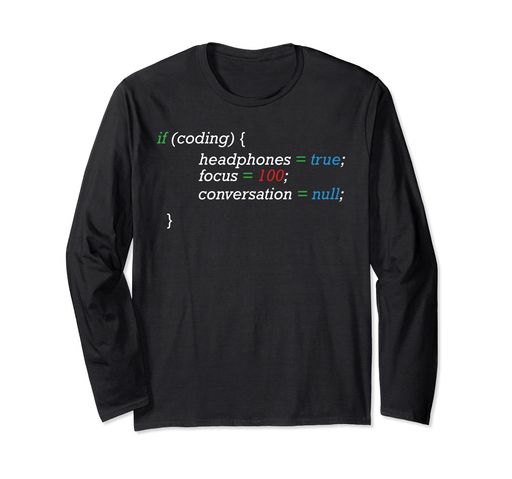 樂天商城 - IfCodingヘッドホンFocusFunnyCoderコンピューターGeekNerd長袖Tシャツ