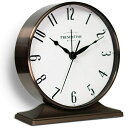 PRESENTIME&COLEWISMANTEL目覚まし時計デスクとシェルフクロック卓上装飾5.5x5インチ静音チカチカチ音なしメタルベースブロンズ仕上げアラビ...