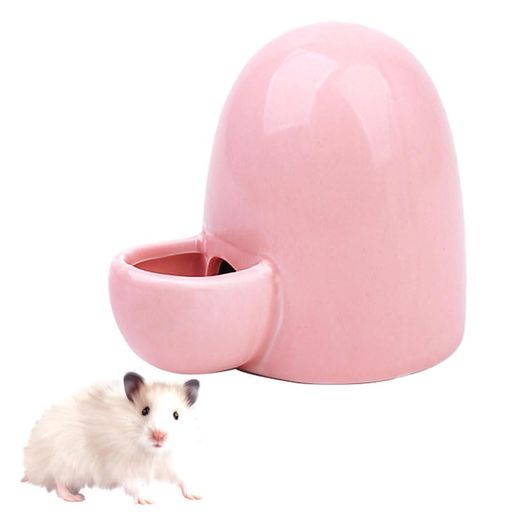 ペット給水器 小動物 ケージ ハムスター 置き型 陶器 ハリネズミ 小鳥 水飲み かわいい 飼育 陶器製 ピンク