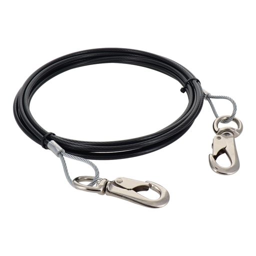 開閉が楽なスプリングフックスイベル機能でより戻しが可能 ロープ径:3.2mm 被覆外径:5mm ロープ長さ:4m 使用荷重:37kg