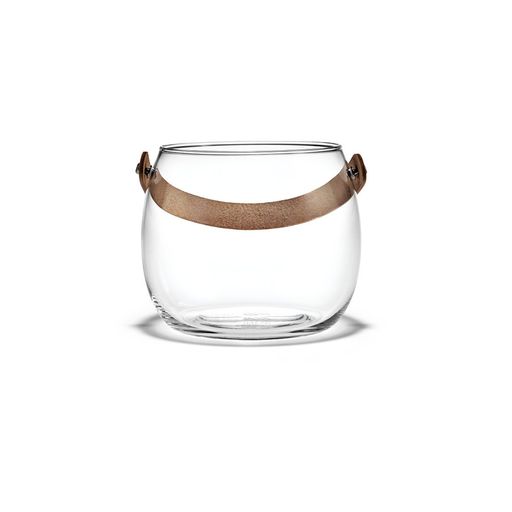 Obst ホルムガードガラスポット高さ12cm レザーハンドル付き 花瓶や小物入れに