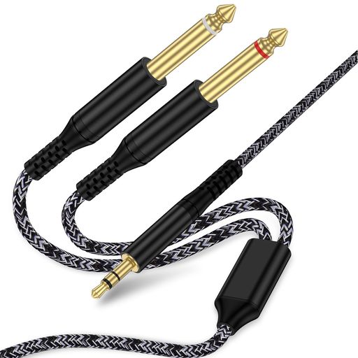 【3.5mm 右向き矢印 6.35mmx2 変換オーディオケーブル】3.5mm(TRS)出力を備えた機器から、6.35mmジャック搭載のオーディオ機器へ接続可能。ステレオ音声を左右2系統のモノラル信号に分離し、クリアで原音に忠実なサウンド出力を実現します。音楽鑑賞やオーディオ環境の拡張に最適です。 【Hi-Fi 高音質再生】高純度OFC(無酸素銅)導体と多重シールド構造を採用し、信号伝送を安定化。外部ノイズや電磁干渉を効果的に抑え、音質劣化を最小限に抑制します。自宅・オフィス・屋外など、さまざまなシーンで高音質なHi-Fiサウンドをお楽しみいただけます。 【高耐久・高品質素材】ナイロン編組ケーブルと金メッキコネクタを採用し、耐久性と接触安定性を向上。しっかりとした編組構造により内部導線を保護し、断線しにくく長期間安心して使用可能です。滑らかな質感と光沢仕上げで、高級感のあるデザインに仕上げました。 【幅広い互換性】出力側:3.5mmジャック搭載のスマートフォン、PC、タブレット、MP3プレーヤーなどに対応。