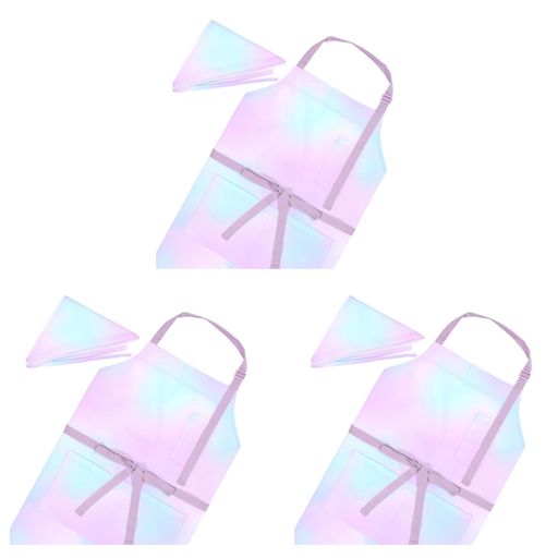 COLORFULCANDYSTYLEエプロン(150~フリーサイズ)三角巾付き撥水ノーアイロンオーロラカラー3枚セット女の子かわいいエプロンキッズ子供子どもエプロン子供用エプロンゴム小学生こども子ども…