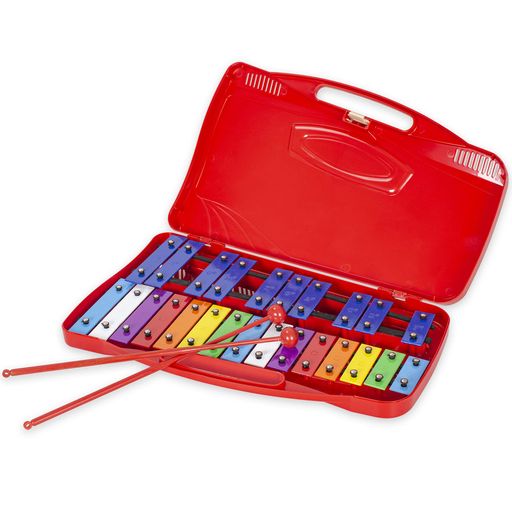 BQKOZFIN鉄琴カラフル25音オルフ楽器卓上鉄琴パーカッション音楽ギフト音楽教育ツールミュージカル教材2マレット付き(レッド)