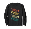 レトロトランペット楽器プレゼントヴィンテージ音楽トランペット長袖Tシャツ