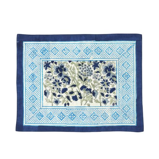 【トモコーポレーシ】ランチマットカリーノブロックプリントブルー