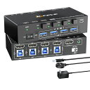 KCEVEHDMI2.1KVMスイッチPC切替器4入力1出力EDID機能8K@60HZ/4K@120HZ4PCKVM切替器USB3.0キーボード、マウス、モニターを4PCで共有手元スイッチ付き