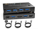 ANXQQ4K@60HZKVMスイッチ、HDMIセレクター、パソコン2台モニター1台切り替え、3つのUSB3.0デバイスを共有、簡単な接続、有線リモコン付き