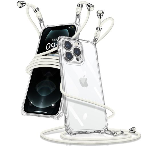 樂天商城 - Muciyazi 用の iPhone 12 Pro Max ケース クリア ショルダー アイフォン12pro max カバー 肩掛け 斜めかけ 縄掛けケース 透明 薄型 軽量 TPU 携帯ケース 紐付き 長さ調整可能 取り外し可能 落下防止 紛…