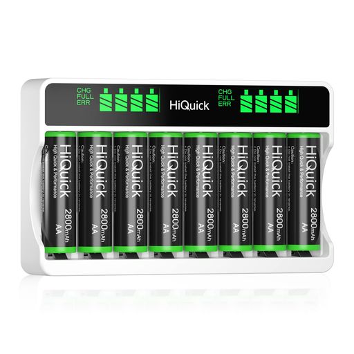【単三電池充電器仕様】 充電池 単3 充電器セット 充電器入力:MICRO USB /TYPE-C DC5V 2A MIN 出力:DC1.2V 単三 1800MA 単四 900MA 充電池:単3 ニッケル水素 容量:2800MAH*8本入り 付属品:MICRO USBケーブル 【急速充電器】この充電器は、1~8本の単3形、単4形ニッケル水素/ニカド充電池が独立して充電できます。この2種類の電池を自由に組み合わせて充電できます。DC5V 2A急速充電入力ポートを備え、長いお待ち時間を節約することができます。LCD液晶画面は各電池の充電状態を簡単に把握できます。 【ニッケル水素電池】充電式単三電池は数千本の乾電池に相当し、お金を節約できます。低自己放電技術により、3年間電池を放置していた場合でも80%の容量を維持できます。丈夫な密封スチールで過圧の爆発から電池を保護します。HG / CD / PBなどの有毒な重金属要素を含んでいないので、環境には何の汚染もありません。 【単3 充電】環境に優しいHIQUICK 単3充電電池は、1200回の充電を繰り返し使うことができます。