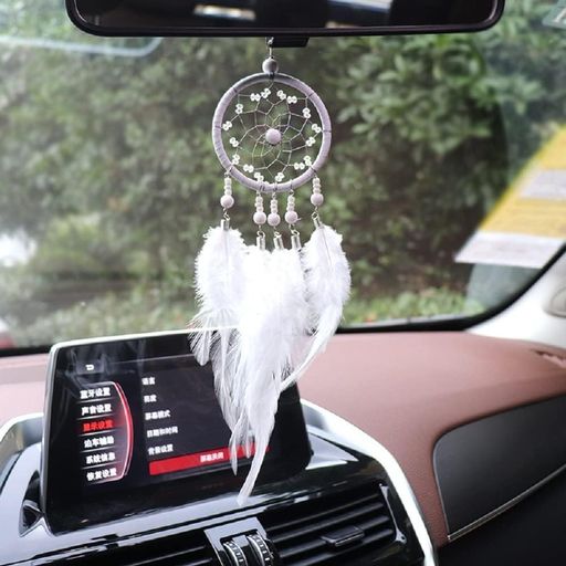 DIFEIUKI ドリームキャッチャー カーアクセサリー 羽飾り 捕夢網 風鈴 車飾り ドア飾り 幸せ守る ハンドメイド 芸術品 白い羽 おしゃれ 精緻 乙女心 部屋 壁 室内装饰 インテリア 贈り物 ギ…