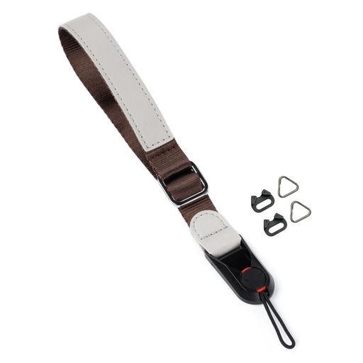 [Oumino]カメラストラップカメラハンドストラップリストストラップクイックリリース一眼レフ・ミラーレス用三角リングが付き極太調節可能落下防止(ブラウン)